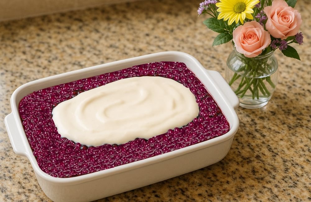 Receita de sagu de suco de uva com creme